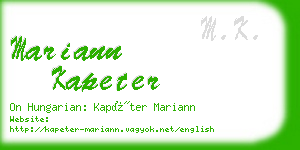 mariann kapeter business card